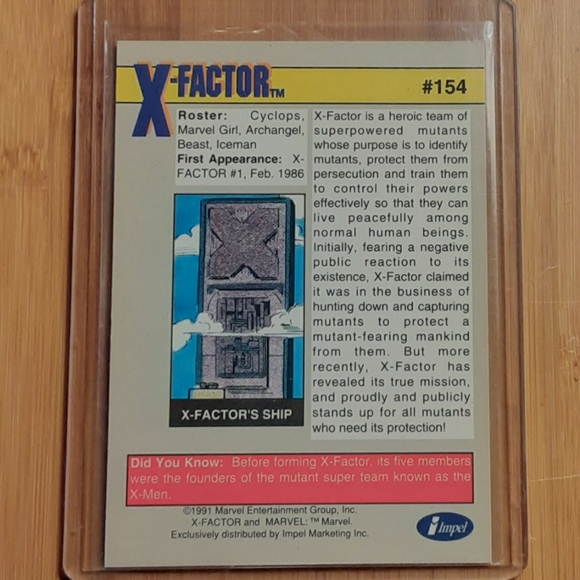 Vintage Marvel Comics X-Factor Collector's Card - - Picture 2 of 2